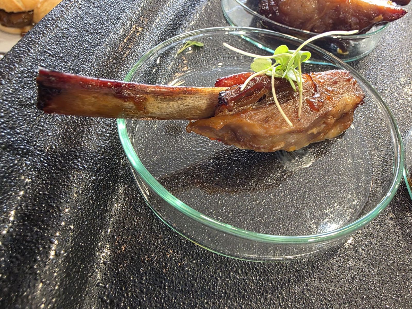 Sticky glazed short rib on the bone